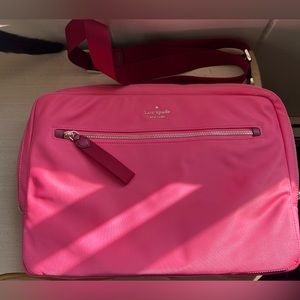 Kate Spade Laptop Sleeve with strap.  Color is hot pink.